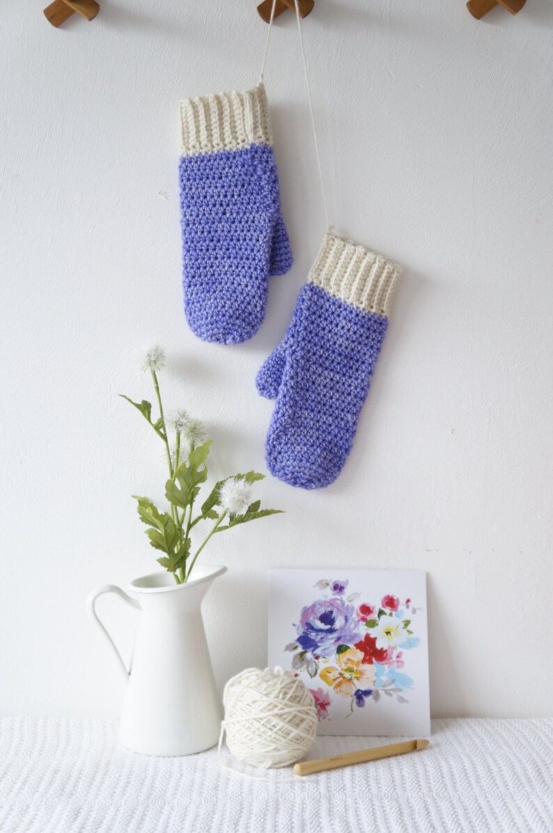 Periwinkle Mits Crochet Pattern PDF Mitten Winter Gloves Written Tutorial Warm Woolens image 2