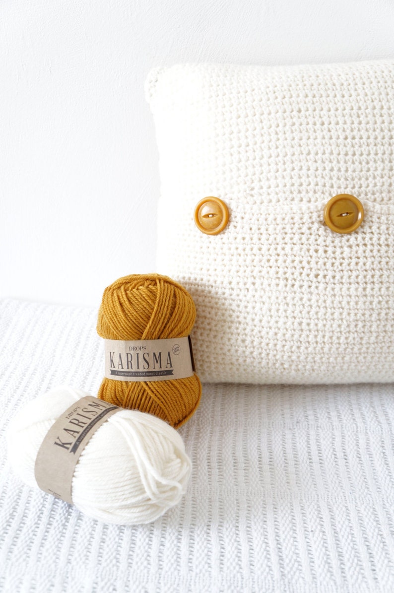 Pillow Crochet Pattern, Crochet Cushion, Patterns for Crochet, Double Knit, Mustard Pillow, Intarsia, Flower Cushion, Patterns Crochet image 4