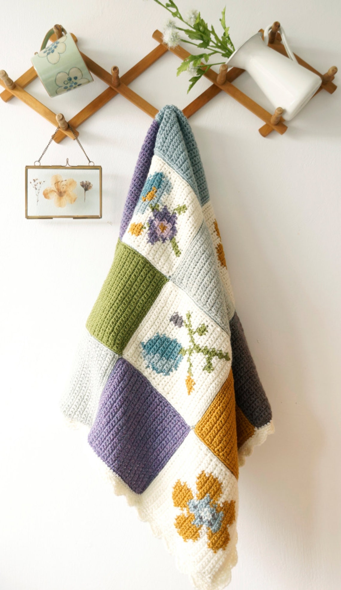 Afghan Crochet Pattern Bed Throw Patchwork Blanket Intarsia Etsy