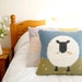 Sheep Cushion, Lake House Decor, Farmhouse Style, Crochet Cushion, Crochet Pattern, Sofa Pillow, Caravan Cushion, Intarsia Crochet Tutorial