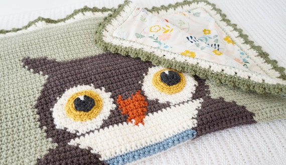 Baby Afghan Crochet Pattern, Woodland Nursery, Owl Blanket, Forest Decor, Sensory Blanket, Play Throw, Tummy Time, Picture Crochet,Graphghan