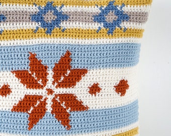 fair isle cushion crochet pattern fairisle pillow pattern winter nordic cushion pattern snowflake