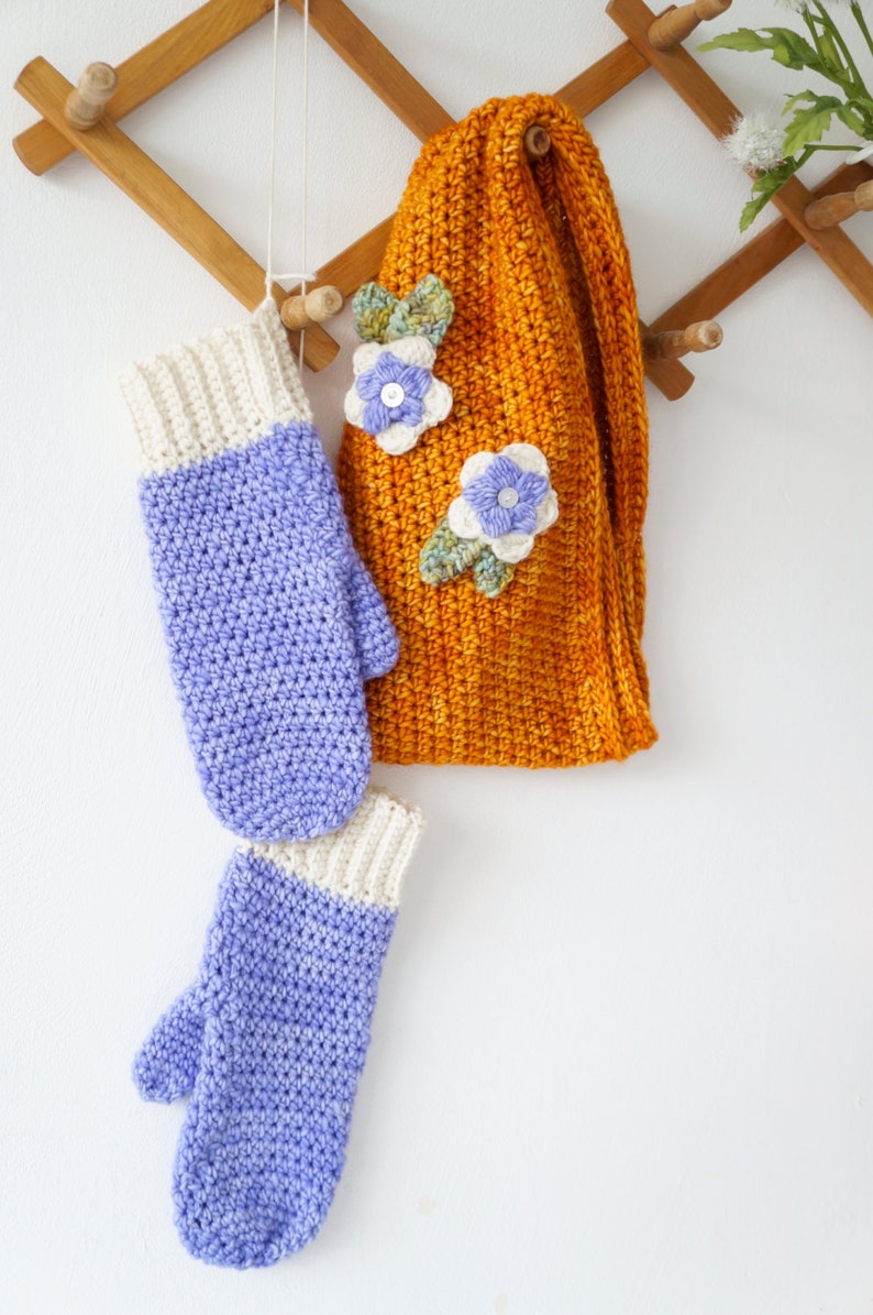 Periwinkle Mits Crochet Pattern PDF Mitten Winter Gloves Written Tutorial Warm Woolens image 4