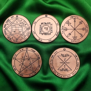Solid Copper VENUS Pentacles, 5 Solomon Talismans Set, 4.7" Diameter, Love & Harmony Ritual Tool