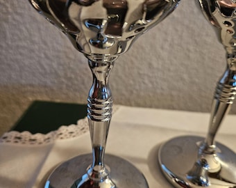 Copas de cóctel vintage Farber Bros Amethyst con tallo cromado (juego de 2)