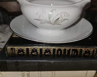 Salsera y plato Kaysons Golden Rhapsody vintage / Porcelana fina japonesa de 1961 / Elegancia de mediados de siglo