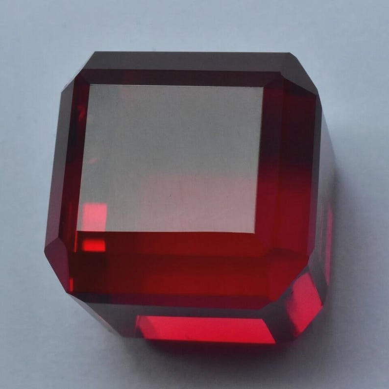 Ruby Gamos Cube Cut 50 Ct Red Ruby Faceted Stunning Quality Gemstone | Lab Created ...