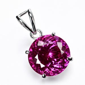 Wisiorek Manik Ruby Gems Pink 19 Ct | Okrągły naszyjnik ze srebra próby 925 | Certyfikowany i naturalny, idealny prezent urodzinowy dla mamy