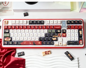 Magical Witch Tarot PBT Keycaps Set | Red Black Cream Custom Artisan Keycap Kit for Mechanical Keyboard Cherry MX