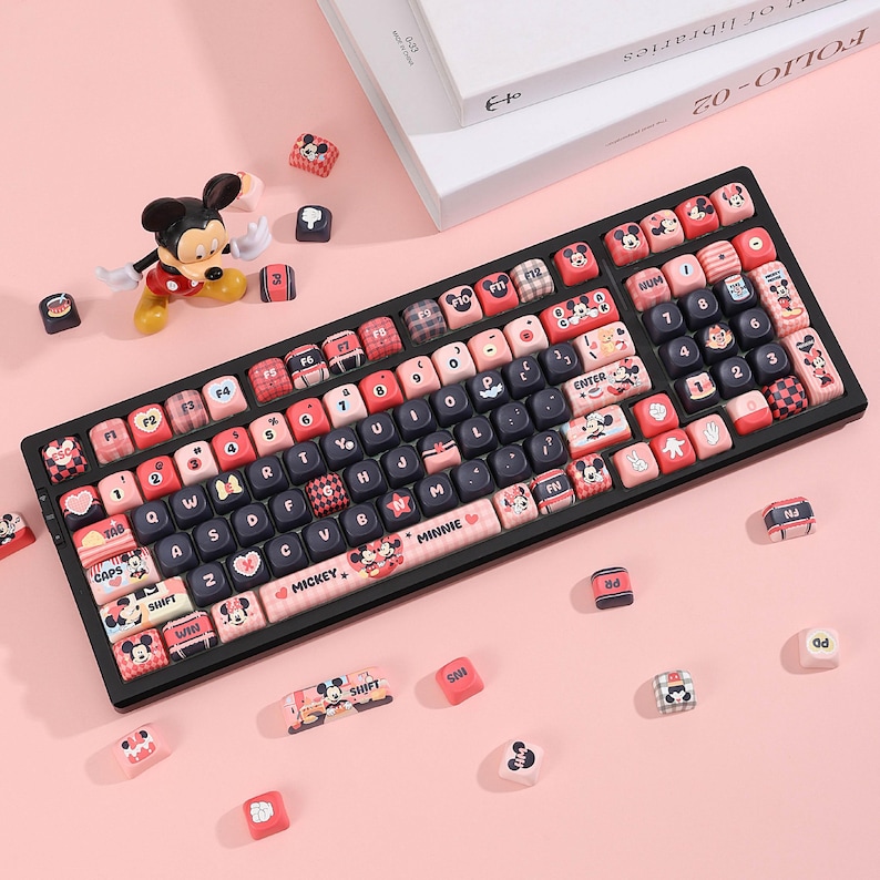 Mickey Minnie Mechanical Keyboard Keycaps, Cute PBT Keycaps Set, Kawaii ...
