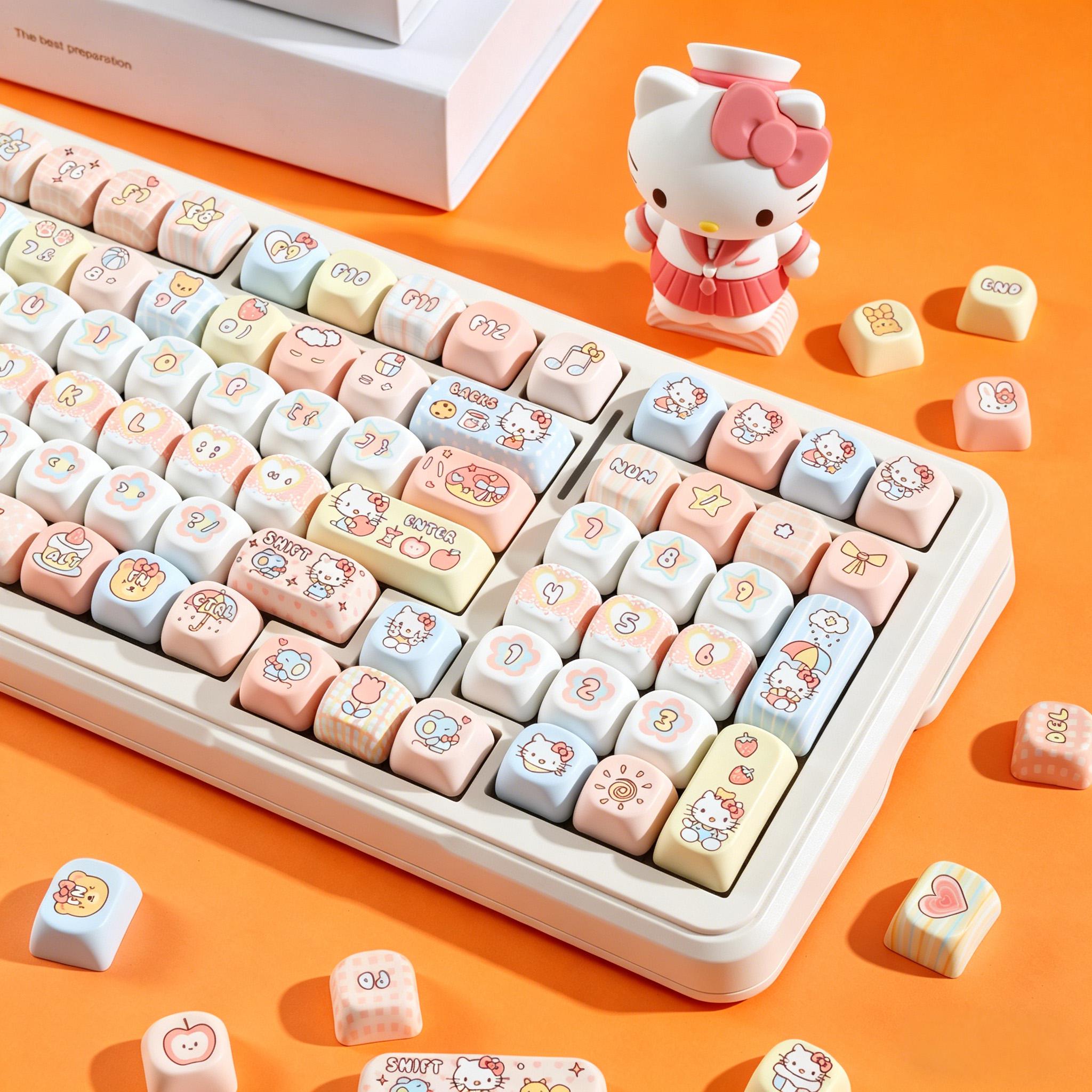 Hello Kitty MOA Profile Keycap Set, Pink Pastel PBT Keycaps, 140+ Keys ...