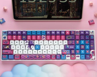 Graffiti Bear Side-Lit Keycap Set | 140+ PBT Dye-Sub Keycaps, Custom Mechanical Keyboard Keycaps, Cute Aesthetic Keycap Set