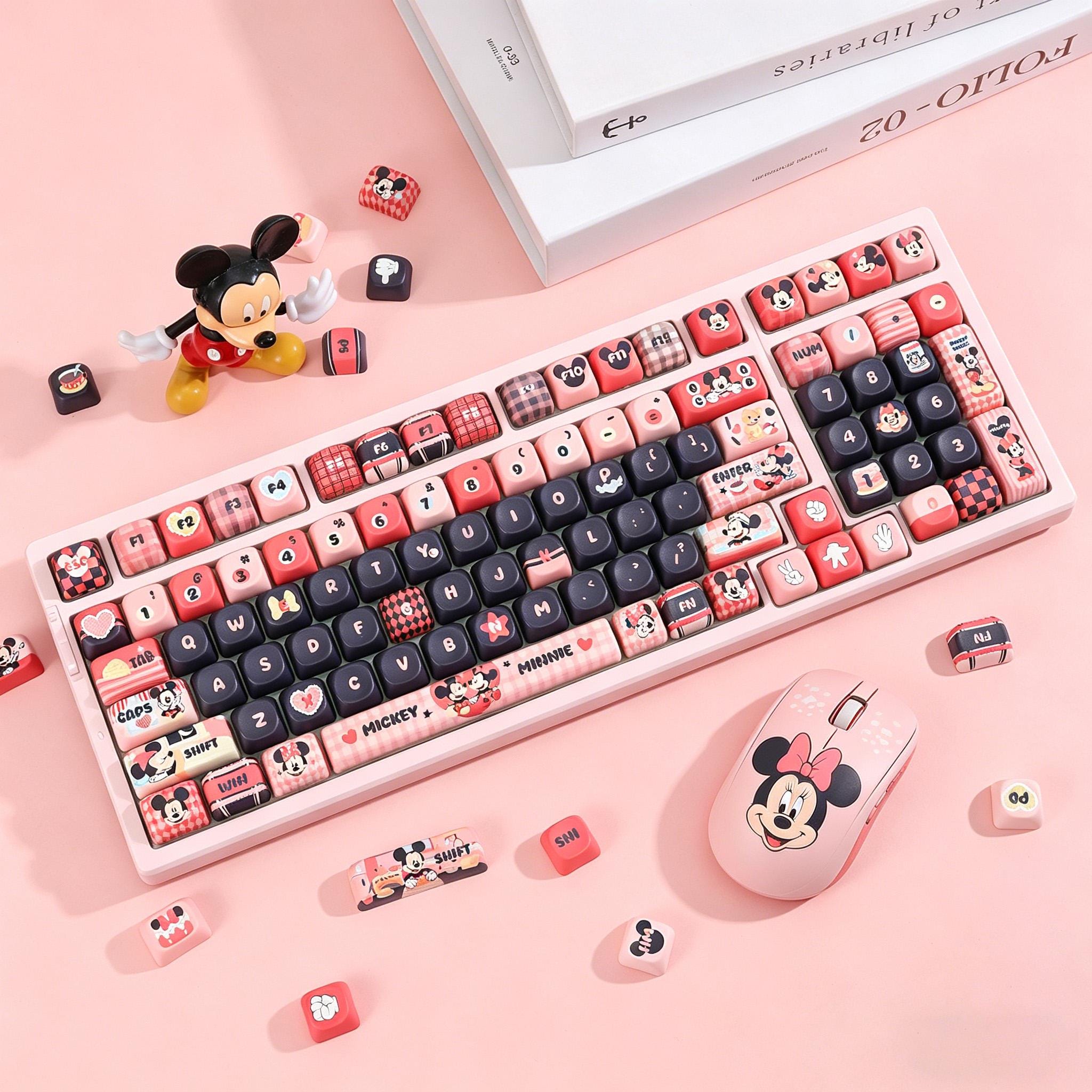 Mickey Minnie Mechanical Keyboard Keycaps, Cute PBT Keycaps Set, Kawaii ...