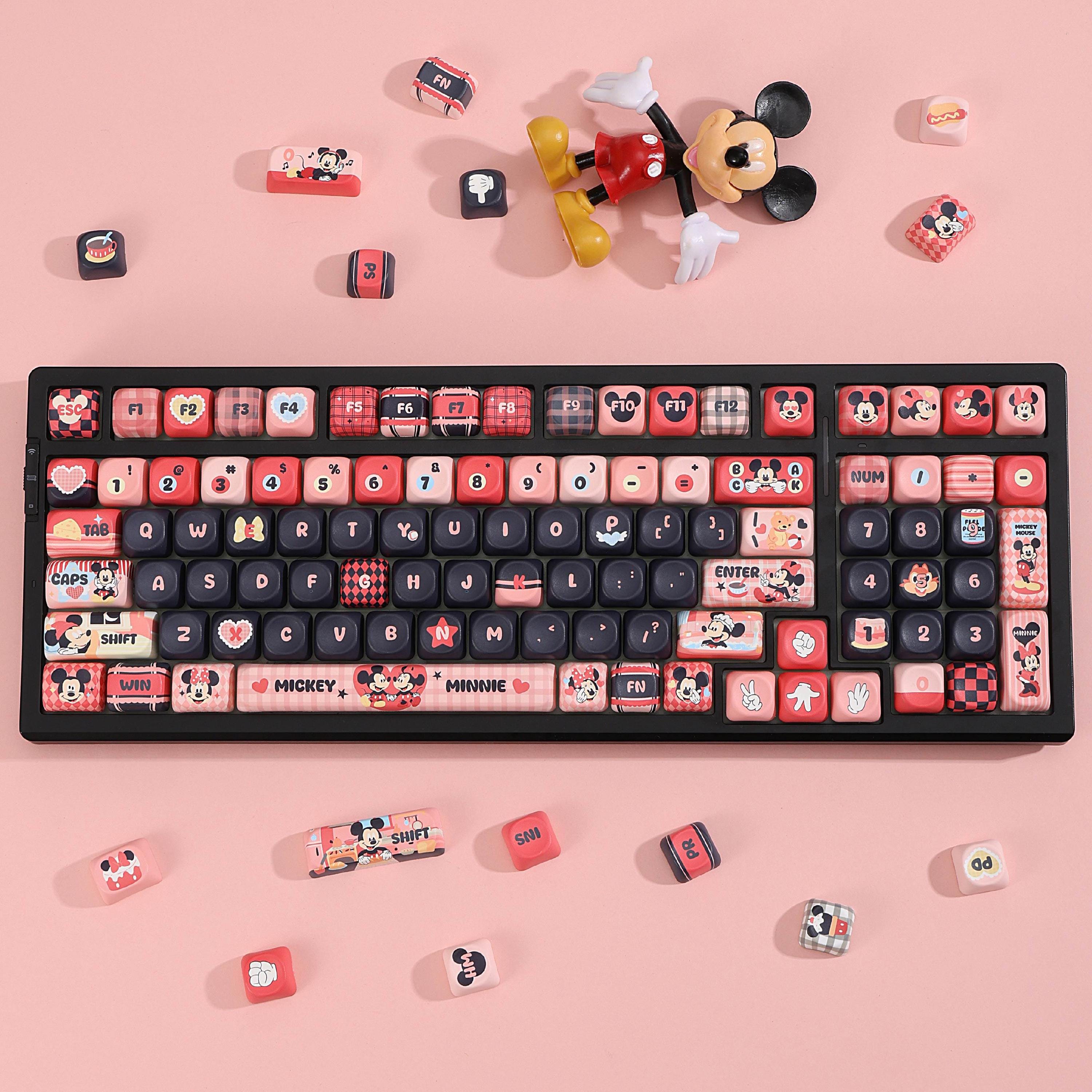 Mickey Minnie Mechanical Keyboard Keycaps, Cute PBT Keycaps Set, Kawaii ...