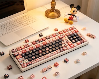 Mickey Minnie Mechanical Keyboard Keycaps, Cute PBT Keycaps Set, Kawaii Disney Keycaps, Custom Keyboard Keycaps, Gift for Gamers