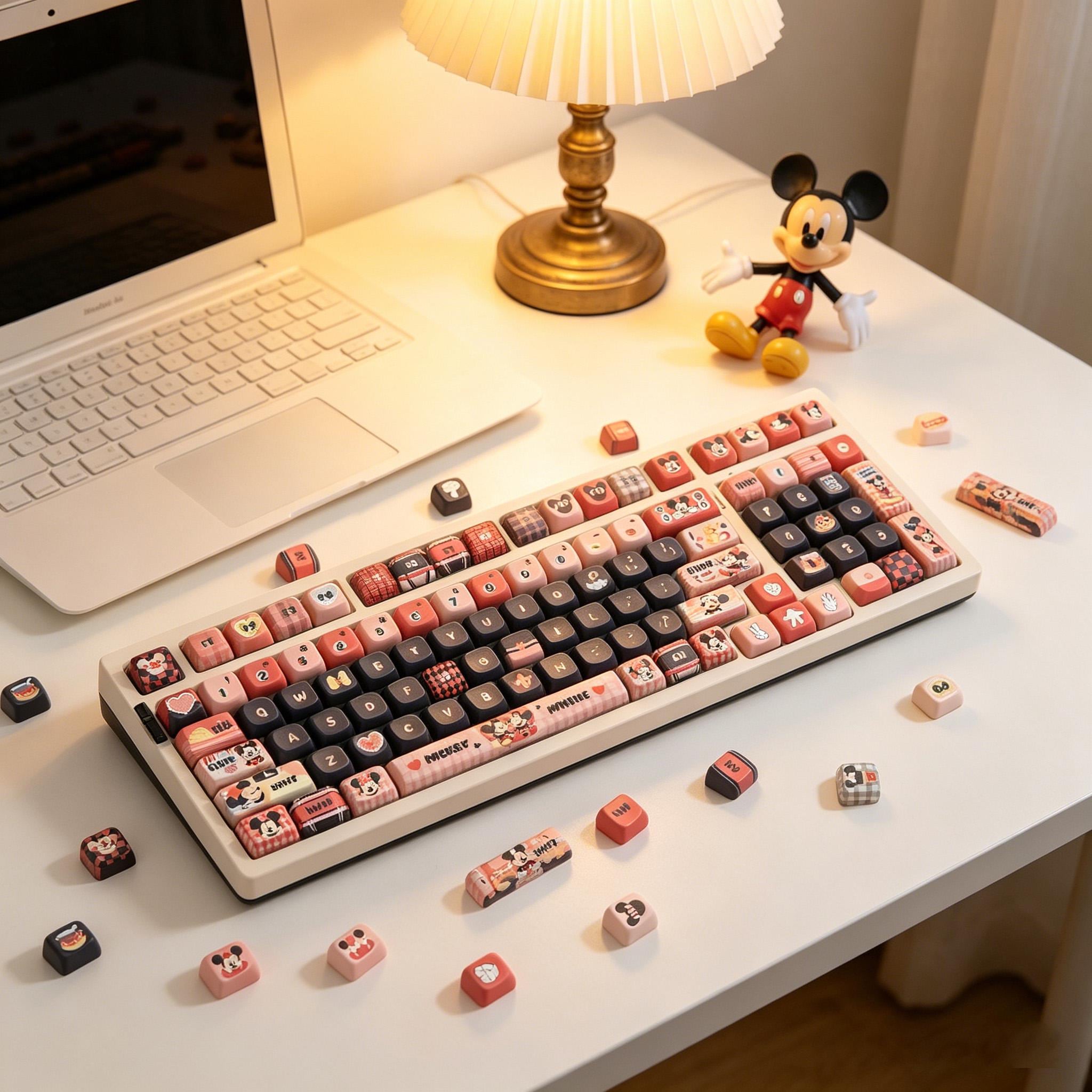 Mickey Minnie Mechanical Keyboard Keycaps, Cute PBT Keycaps Set, Kawaii ...