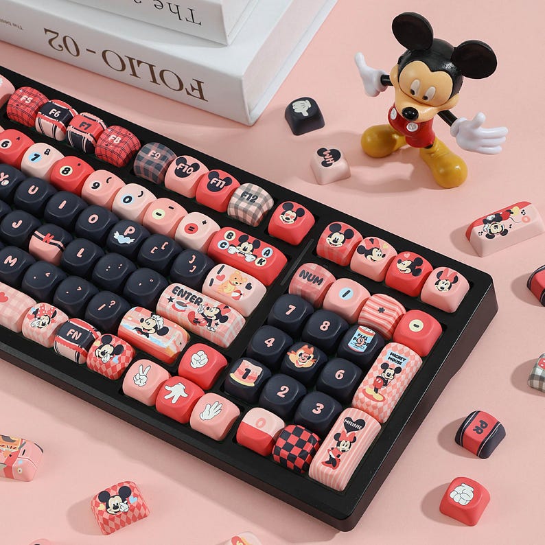Mickey Minnie Mechanical Keyboard Keycaps, Cute PBT Keycaps Set, Kawaii ...