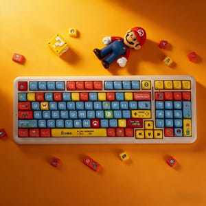 Teclas PBT con temática de Mario / Teclas de teclado retro para juegos con perfil MOA, regalo para tus amigos.