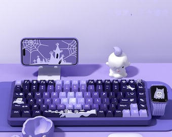 158pcs Crying Monster Halloween PBT Keycap Set, Spooky Ghost Dye Sublimation Keycaps, Cherry Profile for Mechanical Keyboard