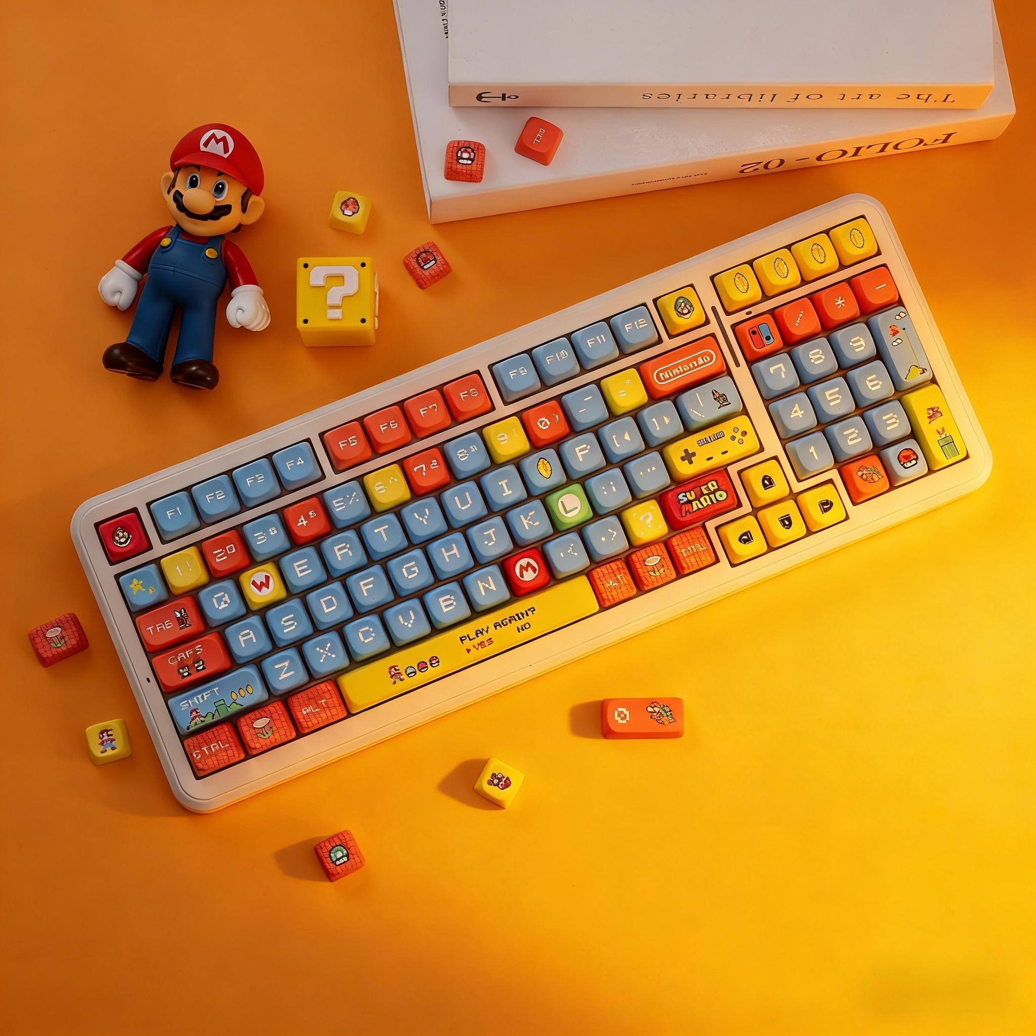 Mario Themed PBT Keycaps | MOA Profile Retro Gaming Keyboard Keycaps ...
