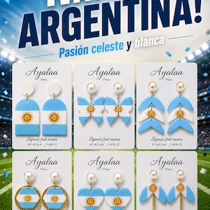 Boucles d’oreilles Argentine Supporter Football Argentine  Bijoux Match Coupe du Monde  Cadeau Fan Albiceleste