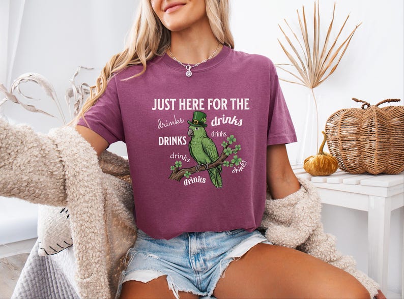 Comfort Colors® Just Here For The Drinks Shirt, Guinness Beer Martini Lover, Funny St Patrick Day Shirt, Parrot St Patricks Day image 11