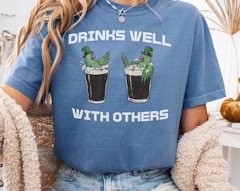Irish Drinking Shirts, St Paddys Day, Vintage Artwork, Parrot St Patricks Day, Drinks Well With Others, Saint Patricks Day Gift
