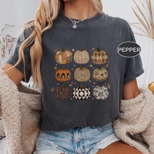 T-shirt bohème citrouille, haut vintage cottagecore confortable, chemise citrouille, t-shirt vintage d'automne à motif citrouille, sweat-shirt d'Halloween à motif citrouille