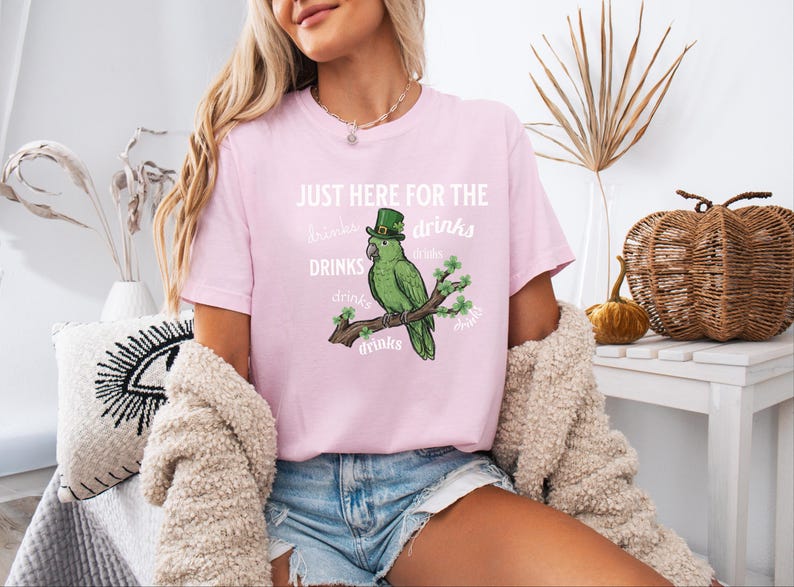 Comfort Colors® Just Here For The Drinks Shirt, Guinness Beer Martini Lover, Funny St Patrick Day Shirt, Parrot St Patricks Day image 6