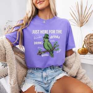 Comfort Colors® Just Here For The Drinks Shirt, Guinness Beer Martini Lover, Funny St Patrick Day Shirt, Parrot St Patricks Day image 3