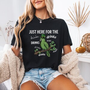 Comfort Colors® Just Here For The Drinks Shirt, Guinness Beer Martini Lover, Funny St Patrick Day Shirt, Parrot St Patricks Day image 5