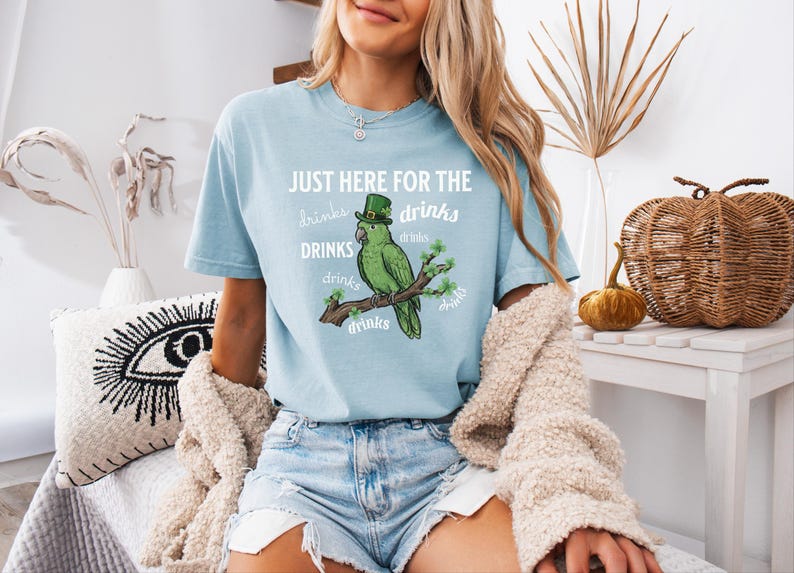 Comfort Colors® Just Here For The Drinks Shirt, Guinness Beer Martini Lover, Funny St Patrick Day Shirt, Parrot St Patricks Day image 12