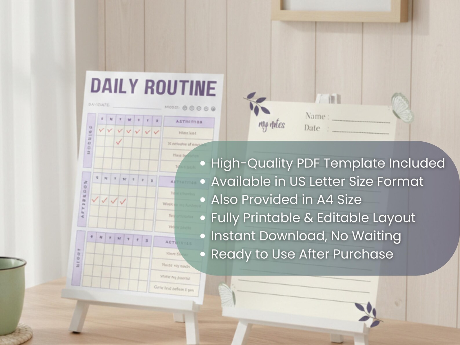 My Routine Planner Daily Routine Planner | Habit Tracker | Morning Afternoon Night Chart ...