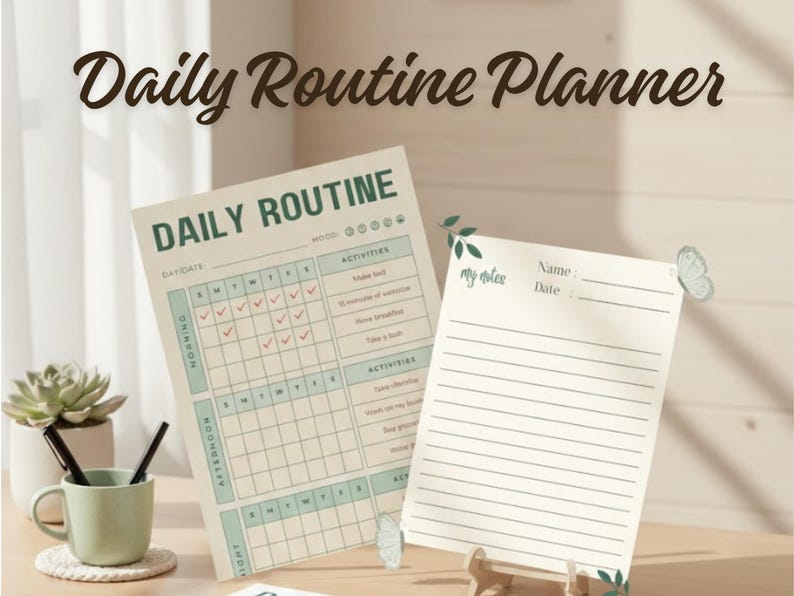 My Routine Planner Daily Routine Planner | Habit Tracker | Morning Afternoon Night Chart ...