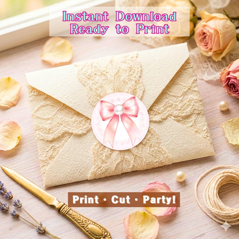Pink Bow Stickers Printable, Bow Sticker Sheet, Ribbon Sticker, Baby ...