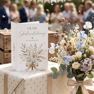 Skolavslutning, Graduation Card, Floral Design, Swedish Congratulations, Printable (Digital Download)