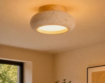 Nordic Modern Travertine Stone Texture Flush Mount Ceiling Lamp