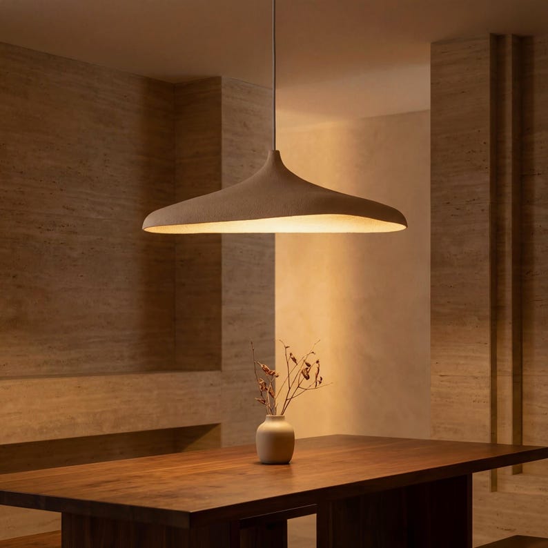 Wabi Sabi-hanglamp – Scandinavische Japandi-plafondlamp, beige minimalistische hanglamp met structuur afbeelding 2