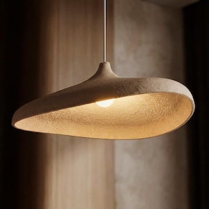 Wabi Sabi-hanglamp – Scandinavische Japandi-plafondlamp, beige minimalistische hanglamp met structuur afbeelding 3