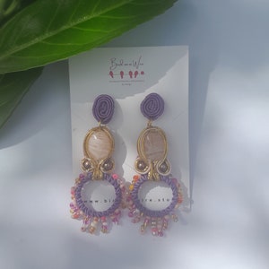 Multi coloured Soutache drop earrings