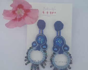 Blue  sparkle Soutache earrings