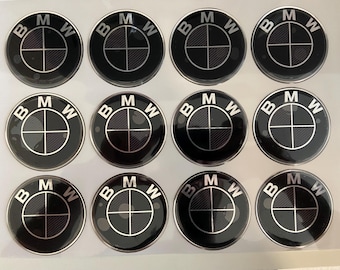 Set van twee emblemen 70 mm BMW logo GS RT carbon zwarte sticker