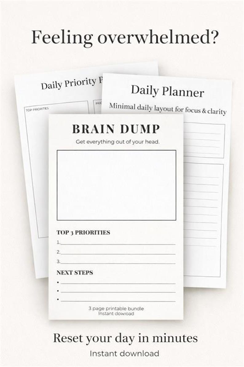 Brain Dump Worksheet Printable | Overthinking & Anxiety Relief | Daily ...