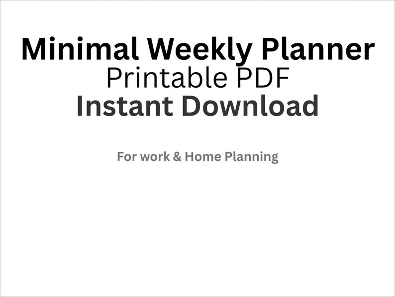 Simple Weekly Planner Printable A4 | Minimal Weekly Planning Sheet ...