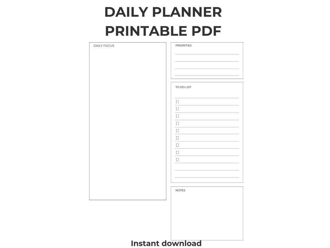Daily Planner Printable PDF | Minimal to Do List | Productivity Planner ...