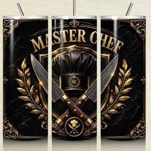 Master Chef 20 Unzen Skinny Tumbler Wrap PNG - Kulinarisches Geschenk Sublimation Design - Nahtloser digitaler Download