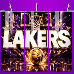 Laker 20oz Skinny Tumbler Wrap PNG - Basketball Fans Sublimation Design - Seamless Digital Download