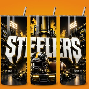 Steeler 20oz Sports Skinny Tumbler Wrap PNG – Fans Sublimation Design – Seamless Digital Download Wrap