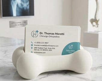 Anatomical Bone Business Card Holder for Orthopedic Surgeon - Unique Medical Desk Decor - Doctor Gift - Medic Profession Office Accessory