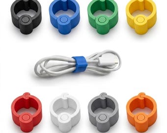 Cable Organizer Clip Set – Desk Cable Management Holder – Colorful Cord Clip for USB Charger Headphones – Office Desk Accessory